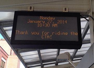 CTA sign showing date and time